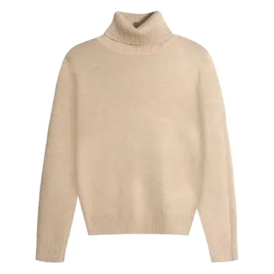 Women Velvet Turtleneck Sweater Brown Velvet Neckline