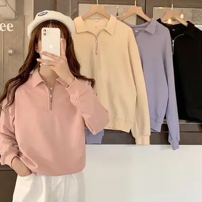 Women's 2022 Spring Sweater Polo Zipper Top