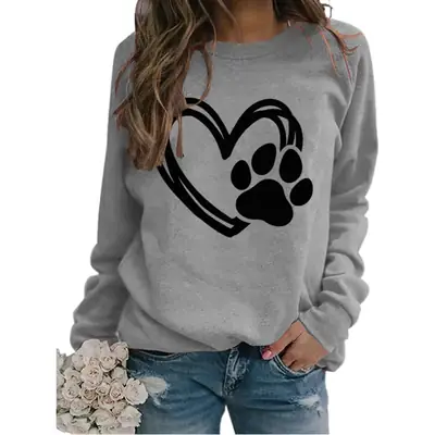 Green Turtleneck Sweatshirt with Heart Paw Print