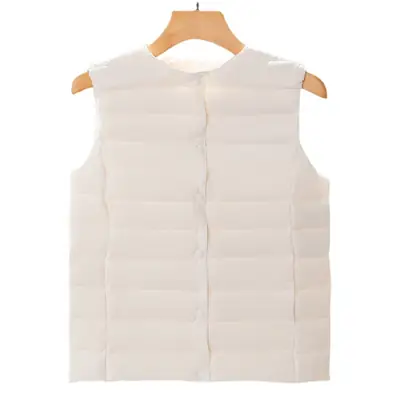 Women's Light Grey Waistcoat Jacket with Duck Down Fill