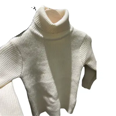 White Velvet Turtleneck Sweater for Boys Girls