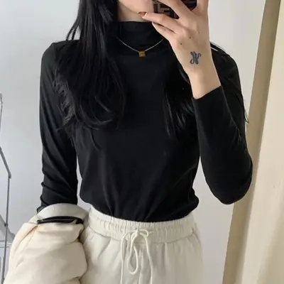 Women Velvet Turtleneck Bottoming Shirt 20 Colors Kapok Long Sleeve