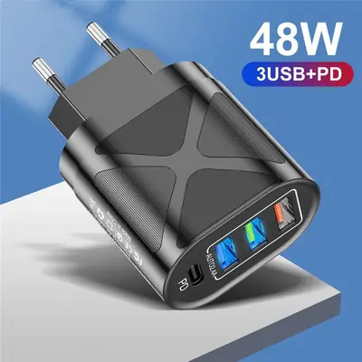 3 USB + PD Fast Charging Head White