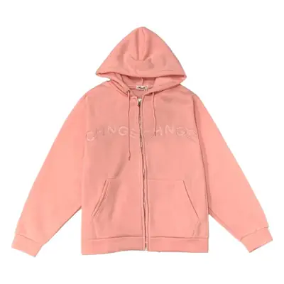 Women Velvet Zipper Hoodie Grey Large
