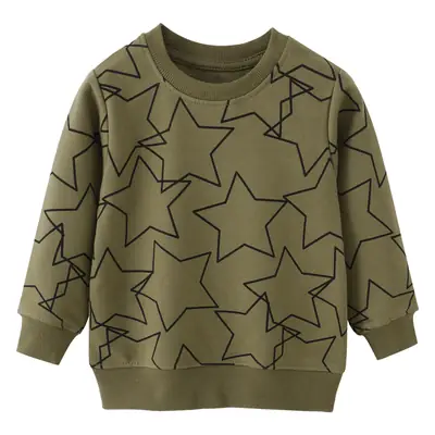 Kids Star Print Long Sleeve Sweater Olive Green