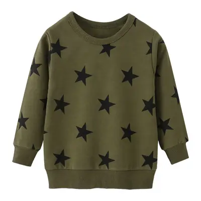 Boys Star Print Long Sleeve Sweater Green Cotton