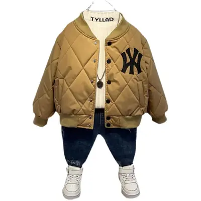 New York Yankees Quilted Bomber Jacket for Boys Brown