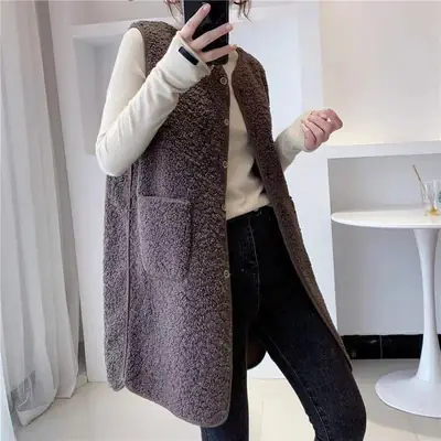 Women's Velvet Vest Coat Brown 2021