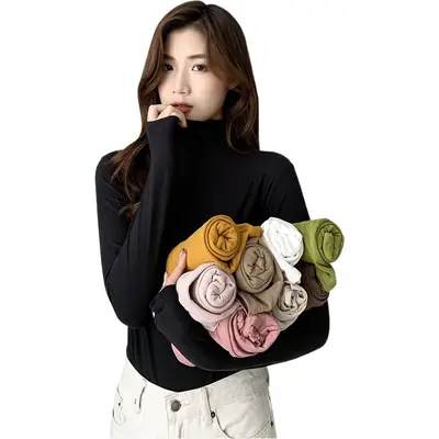 Women's Long Sleeve Turtleneck Top Brown 2026