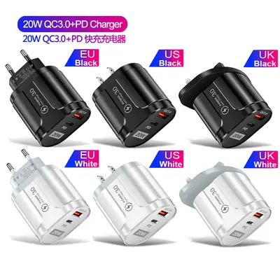 20W QC3.0+PD Charging Head for US UK EU
