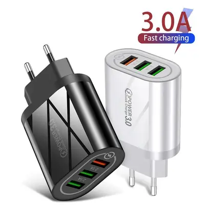 3A QC3.0 3USB Fast Charging Charger for Mobile Phones
