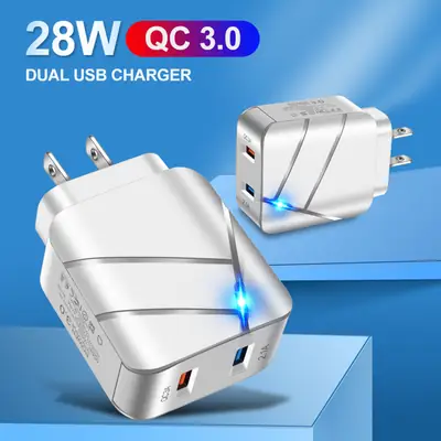 Double USB QC3.0 Fast Charging Charger for EU & US Plugs