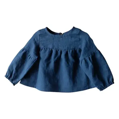 Baby Girl Cotton Linen Blouse Long Sleeve White 2026