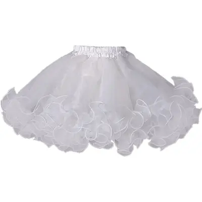 Girls' White Puffy Tulle Princess Skirt Large