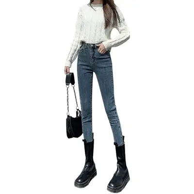 Women Skinny Jeans Warm Fleece Lined Winter Slim Fit