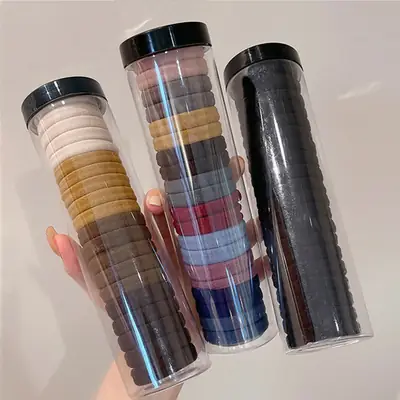 All-match rubber hair rope with black leather cover