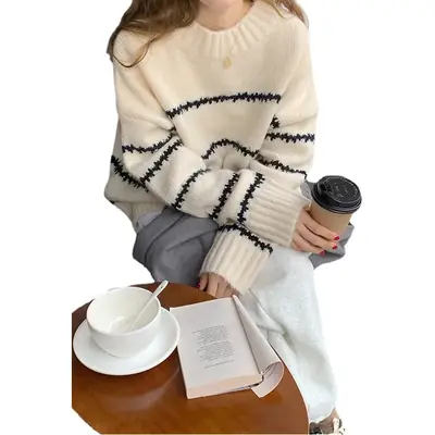 Korean Style Round Neck Sweater for Women 2024
