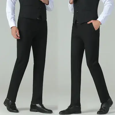 Men's Black Straight Tube Western Pants Slim Fit