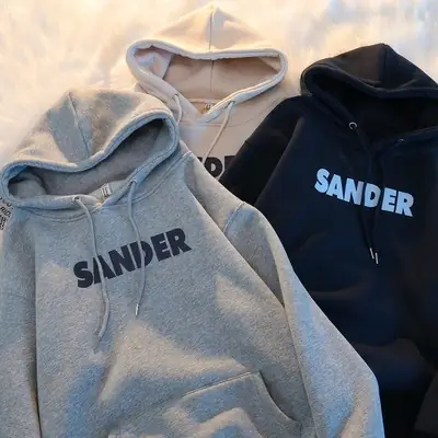Women Fleece Hoodie Sander Grey Black Winter 2022