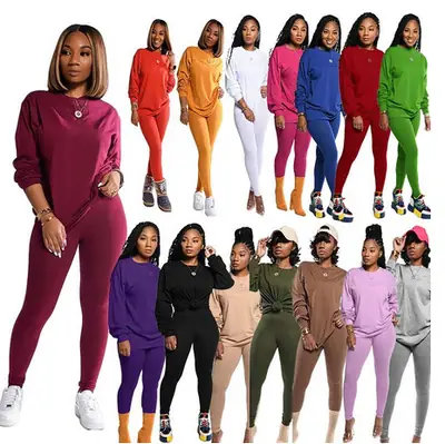 Women's Maroon Sweatpants Set Long Sleeve Winter Sports Wear