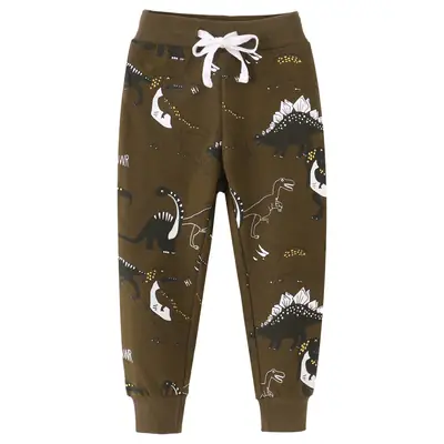 Kids Cotton Tarky Pants Brown Cat Print
