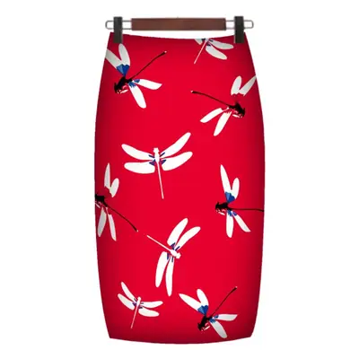 Light Blue Black Embroidered Pencil Skirt for Women