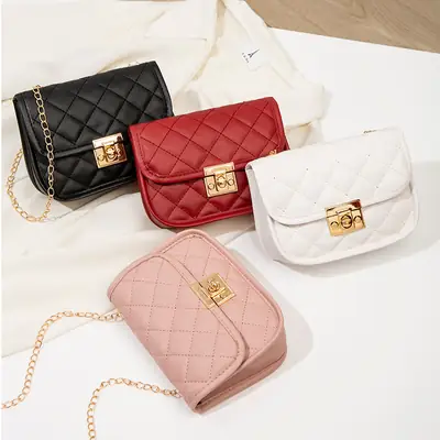 Black Embroidered Quilted Shoulder Bag for Women