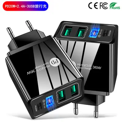 PD20W 3USB Charging Cable European American 4A