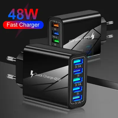 5 USB LED Charging Head for Mobile Phone European American British Standard