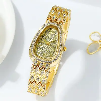 Women's Oval Roman Numerals Watch with Diamond Strap
