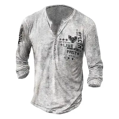 Men's Cross Print Hooded T-Shirt Grey Large