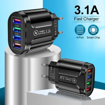 4 USB Fast Charger with LED Light & 3.1A Output