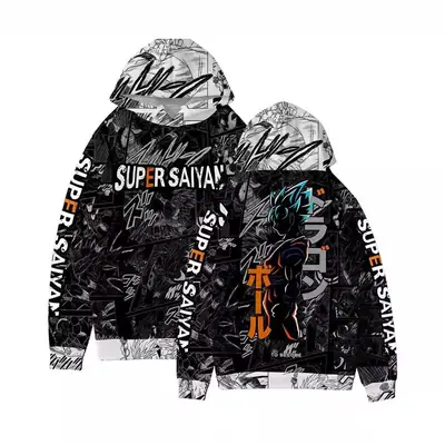 Men Dragon Ball Goku 3D Printed Hoodie Black