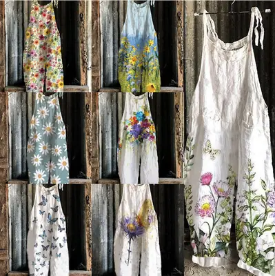 Women's Butterfly Printed Wide Leg Jumpsuit Set