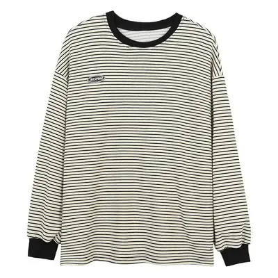 Women Striped Long Sleeve Sweatshirt 2025 Autumn Korean Style