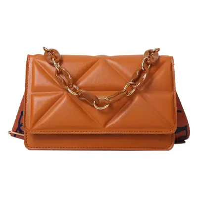 Pink Quilted Chain Shoulder Bag with Gold Strap