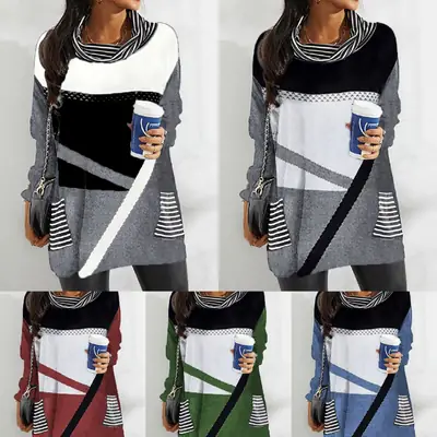 Cross-Border Women's Printed Long Sleeve Shirt with Crossbody Bag