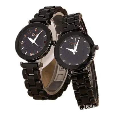 Women's Black Diamond Watch with Mesh Belt