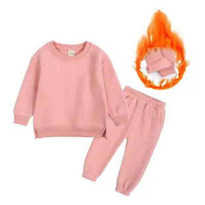 Pink Velvet 2-Piece Kids Sweatshirt Set for Girls