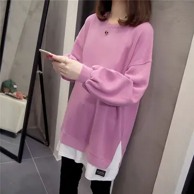 Women Faux Sweatshirt Set Black White Loose Slimming