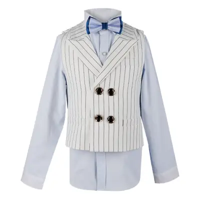 Kids Korean Style White Striped Vest Set for Boys