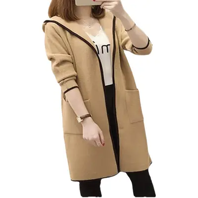 Women Korean Style Mid-Length Windbreaker Jacket Black