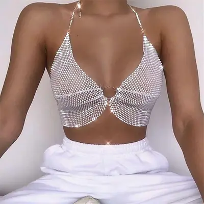 European American V-Neck Sequin Ring Top