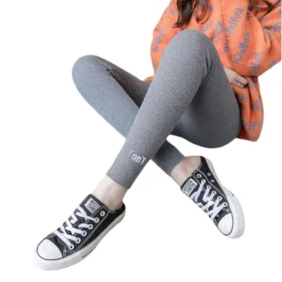 Women's Fleece Leggings Grey Thickened Winter Warm