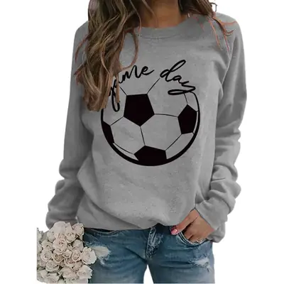 Game Day Printed Sweatshirt Long Sleeve Loose