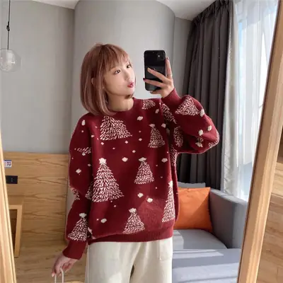 2024 Knit Christmas Tree Pullover for Women