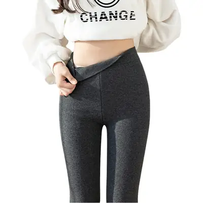 Warm Gray Slim Fit Leggings with 4 Bar Thread