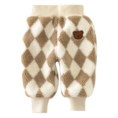 2024 Winter Baby Leg Panties Cartoon Rhombus Plaid Thickened Butt-Covering Pants