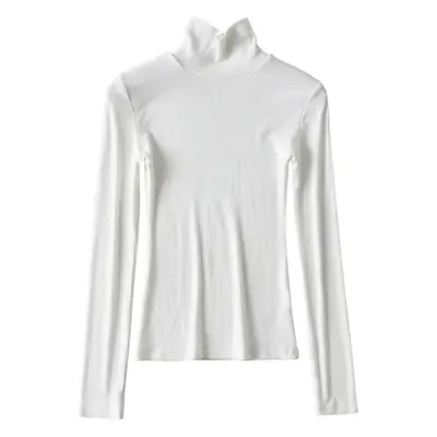 Black High Collar Slim Fit Long Sleeve T-Shirt Women