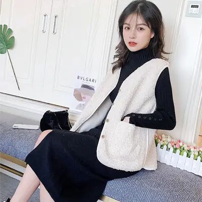 Lamb Wool Vest Jacket for Women 2025 Cross-Border New